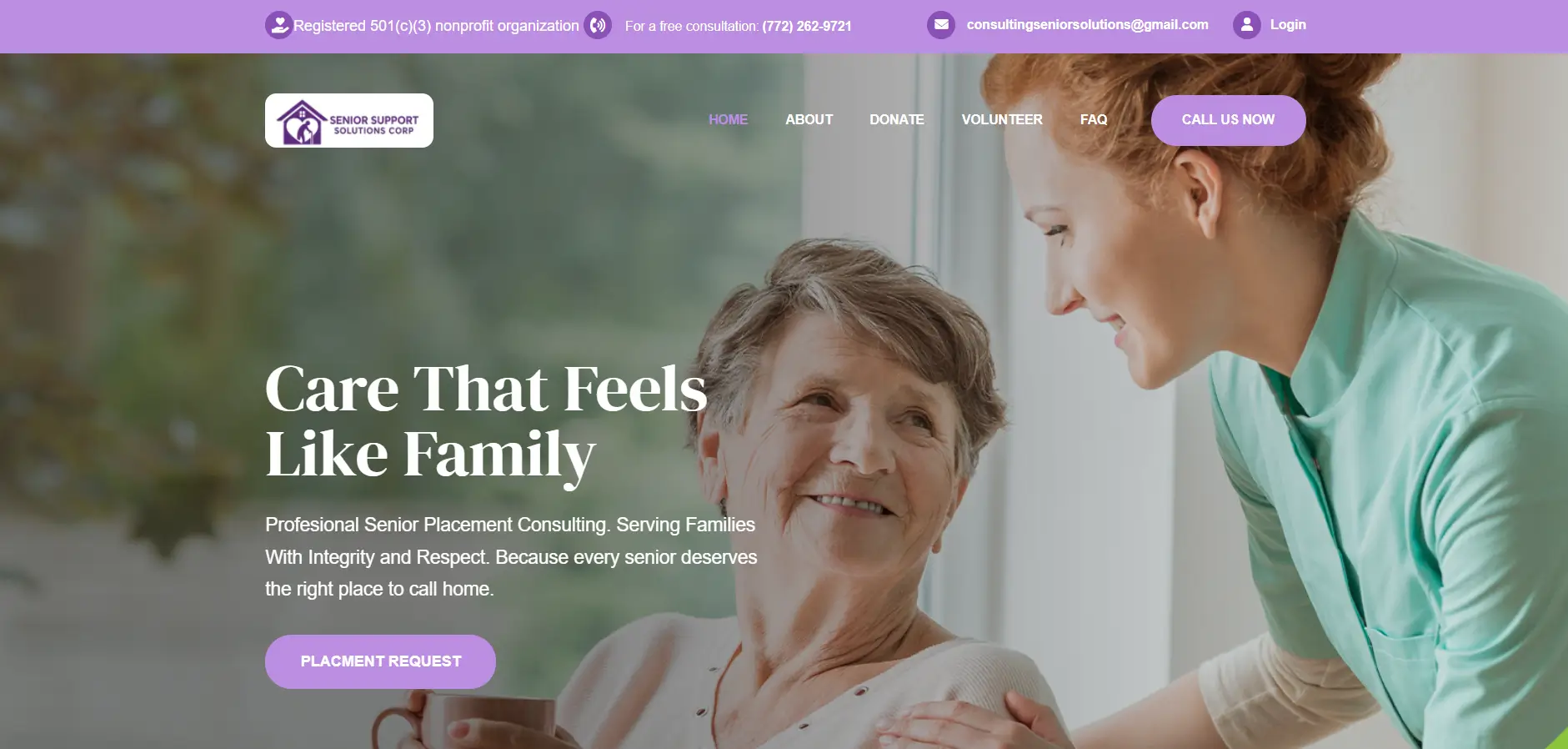 Senior Support Solutions website interface
